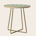 Mid-Century Modern Geometric Christmas Triangles - Green and Pink Side Table Gallery Image 1