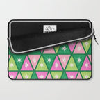 Mid-Century Modern Geometric Christmas Triangles - Green and Pink Laptop Sleeve Gallery Image 2