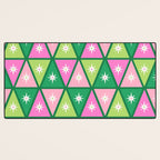 Mid-Century Modern Geometric Christmas Triangles - Green and Pink Desk Mat Gallery Image 3