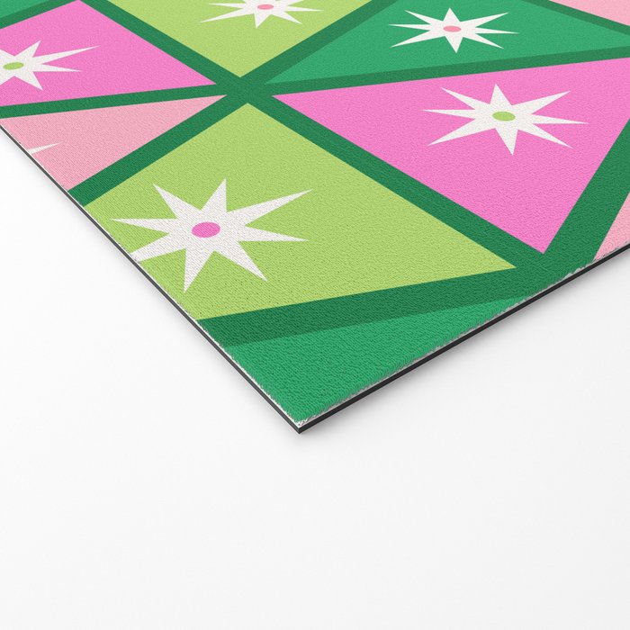 Mid-Century Modern Geometric Christmas Triangles - Green and Pink Welcome Mat Gallery Image 2