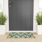 Mid-Century Modern Geometric Christmas Triangles - Green and Pink Welcome Mat Gallery Image 3