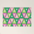 Mid-Century Modern Geometric Christmas Triangles - Green and Pink Welcome Mat Gallery Image 1