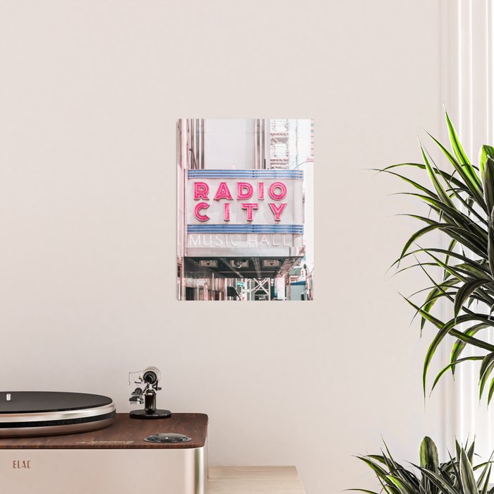New York Radio City Sign Pink Travel Photography Poster Gallery Image 2