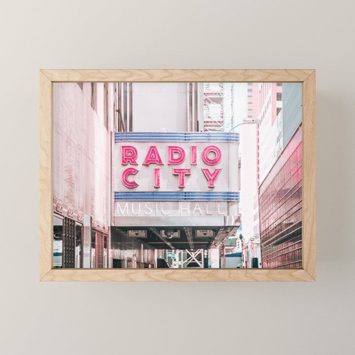New York Radio City Sign Pink Travel Photography Mini Art Print Gallery Image 1