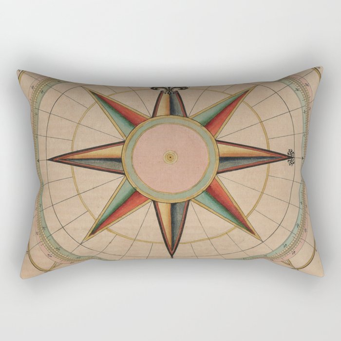 Vintage Compass Rose Diagram (1664) Rectangular Pillow Gallery Image 2