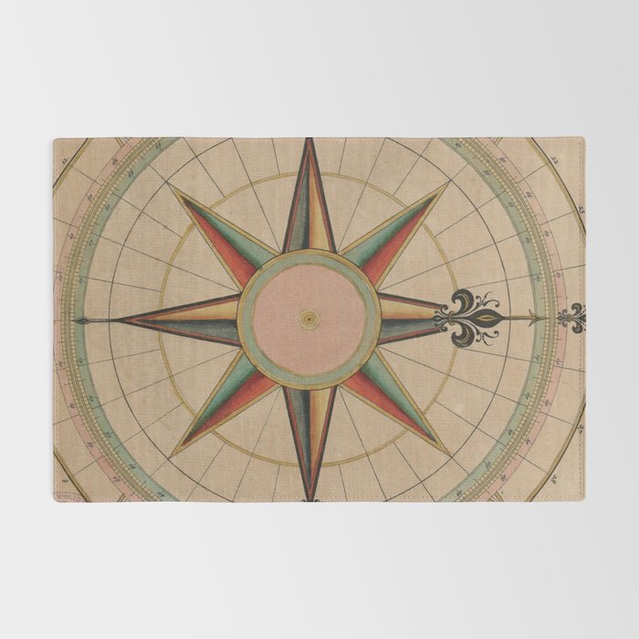 Vintage Compass Rose Diagram (1664) Rug Gallery Image 2