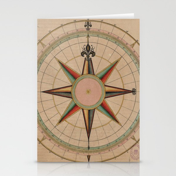 Vintage Compass Rose Diagram (1664) Stationery Card Gallery Image 1