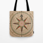 Vintage Compass Rose Diagram (1664) Tote Bag Gallery Image 1