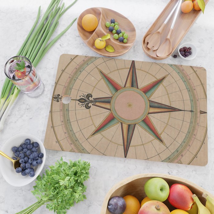 Vintage Compass Rose Diagram (1664) Cutting Board Gallery Image 2