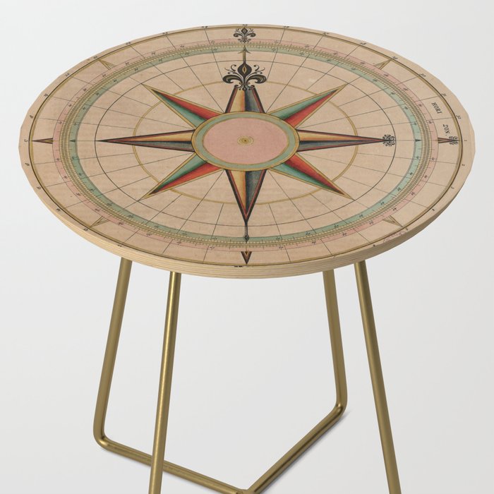 Vintage Compass Rose Diagram (1664) Side Table Gallery Image 2