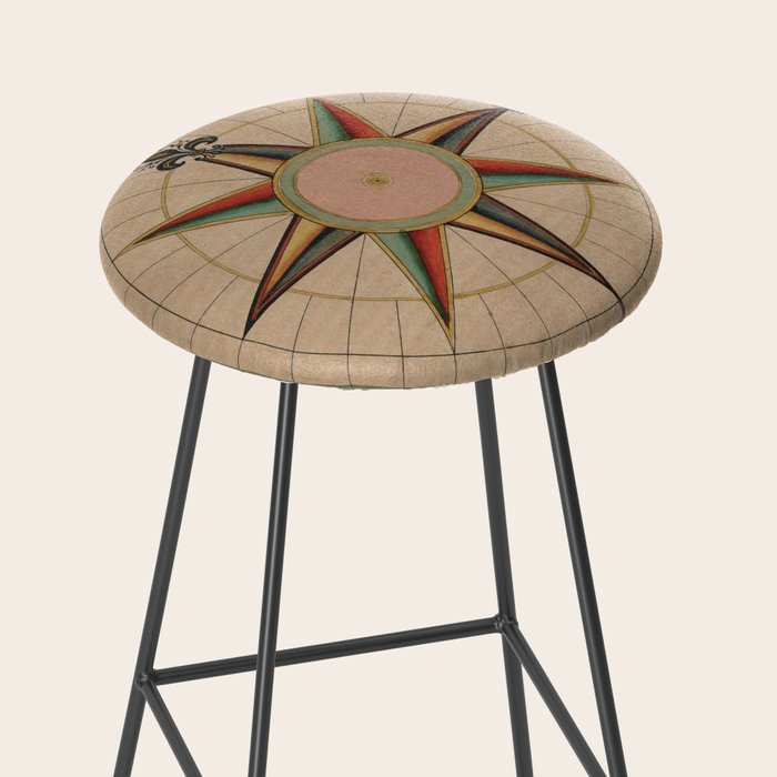 Vintage Compass Rose Diagram (1664) Stool Gallery Image 2