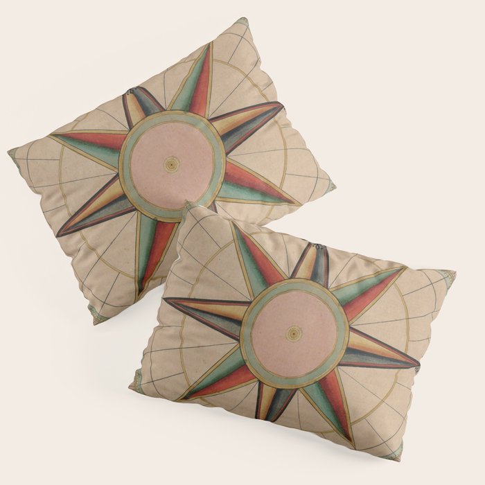 Vintage Compass Rose Diagram (1664) Pillow Sham Gallery Image 1