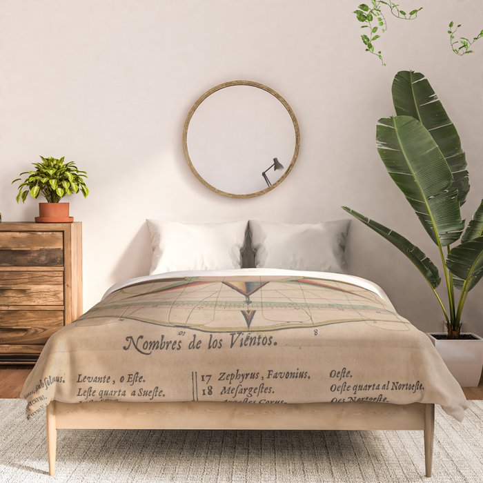 Vintage Compass Rose Diagram (1664) Comforter Gallery Image 3