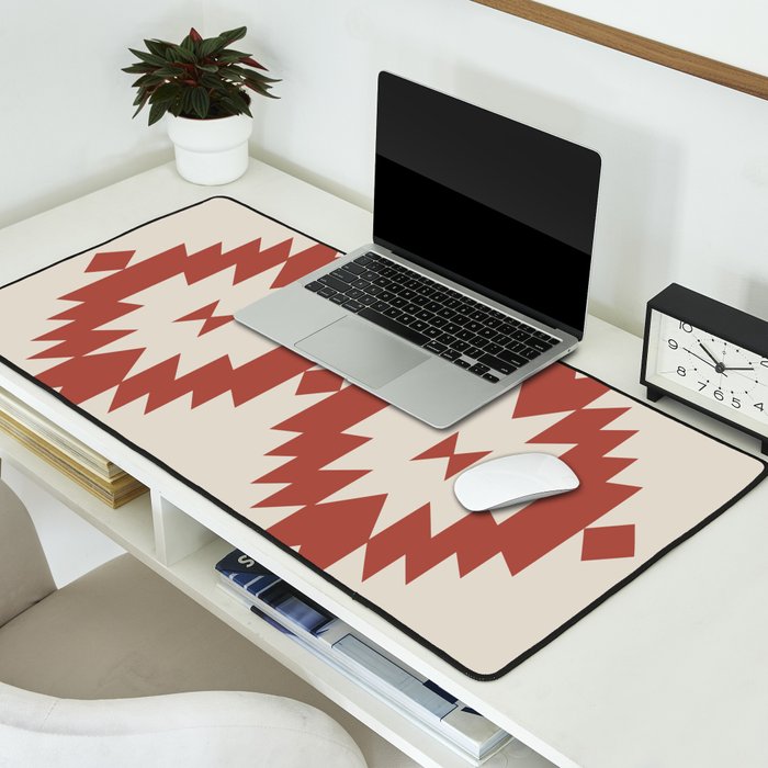 Southwestern Minimalism - Red Neutral Beige Desk Mat Gallery Image 2