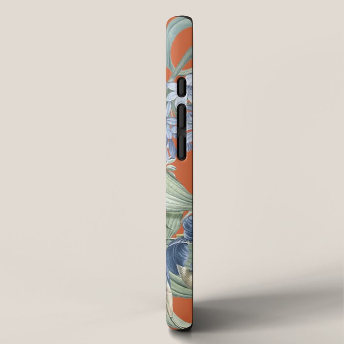 Exotic Wildlife Floral Garden on Orange iPhone Case Gallery Image 2