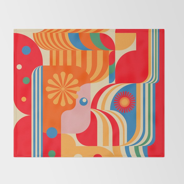 Orange Happy Girl and Cute Duck Throw Blanket Gallery Image 2