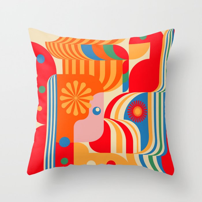 Orange Happy Girl and Cute Duck Throw Pillow Gallery Image 6