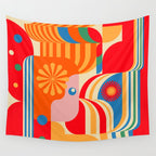 Orange Happy Girl and Cute Duck Wall Tapestry Gallery Image 4