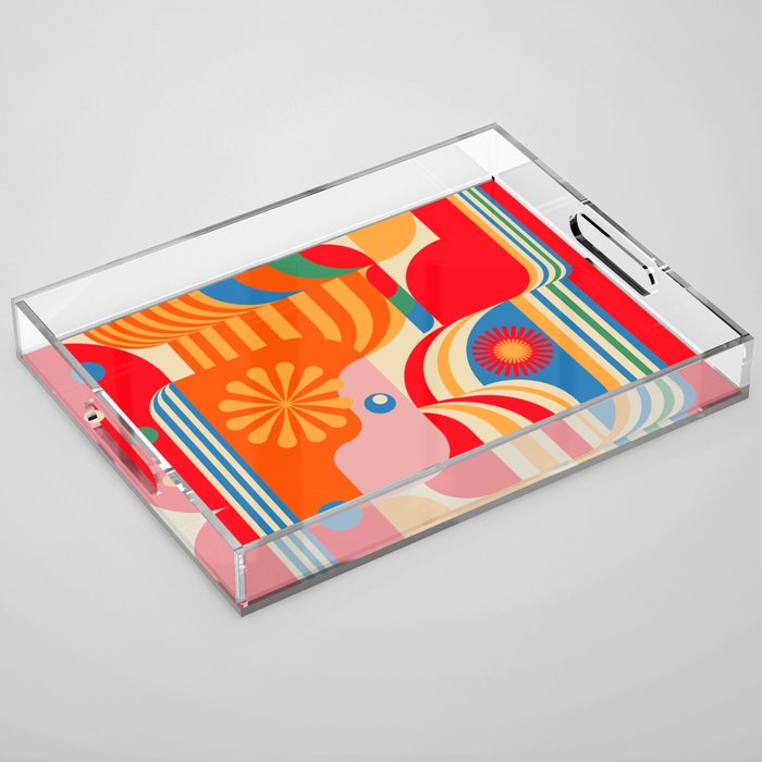 Orange Happy Girl and Cute Duck Acrylic Tray Gallery Image 1