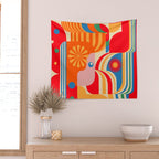 Orange Happy Girl and Cute Duck Wall Tapestry Gallery Image 2