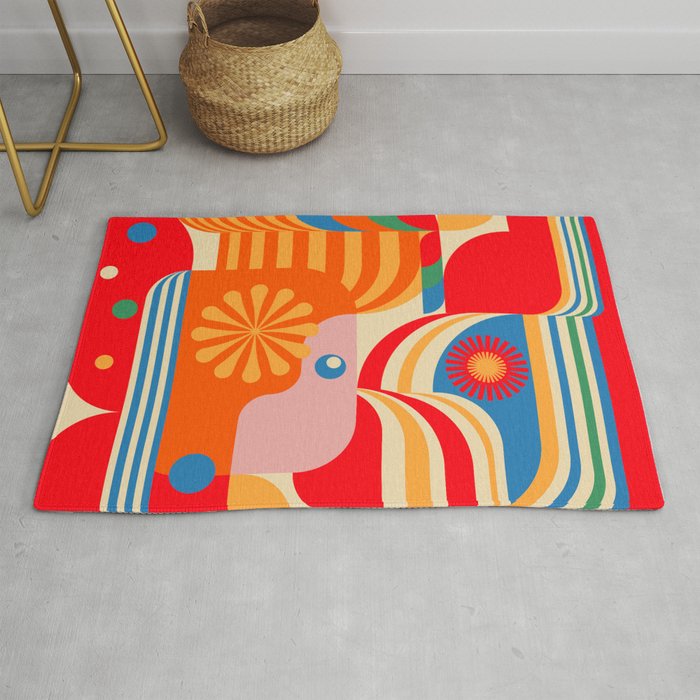 Orange Happy Girl and Cute Duck Rug Gallery Image 1