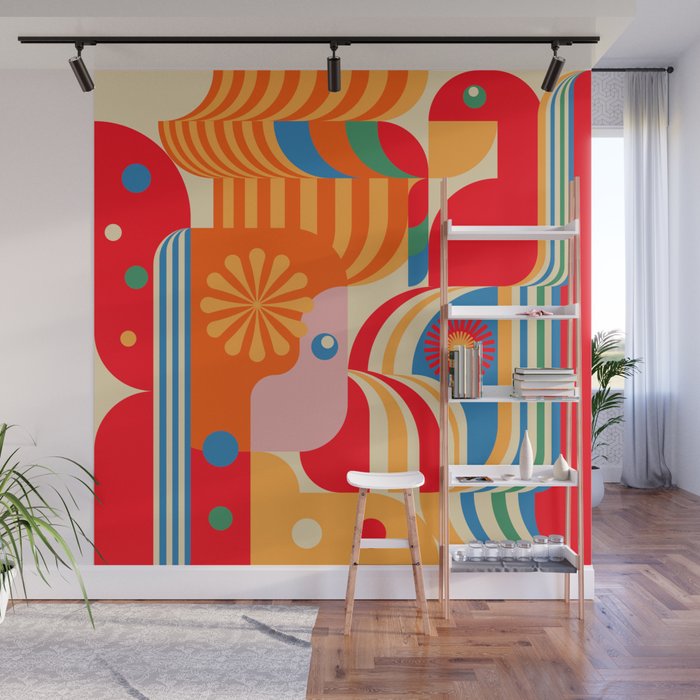 Orange Happy Girl and Cute Duck Wall Mural Gallery Image 1