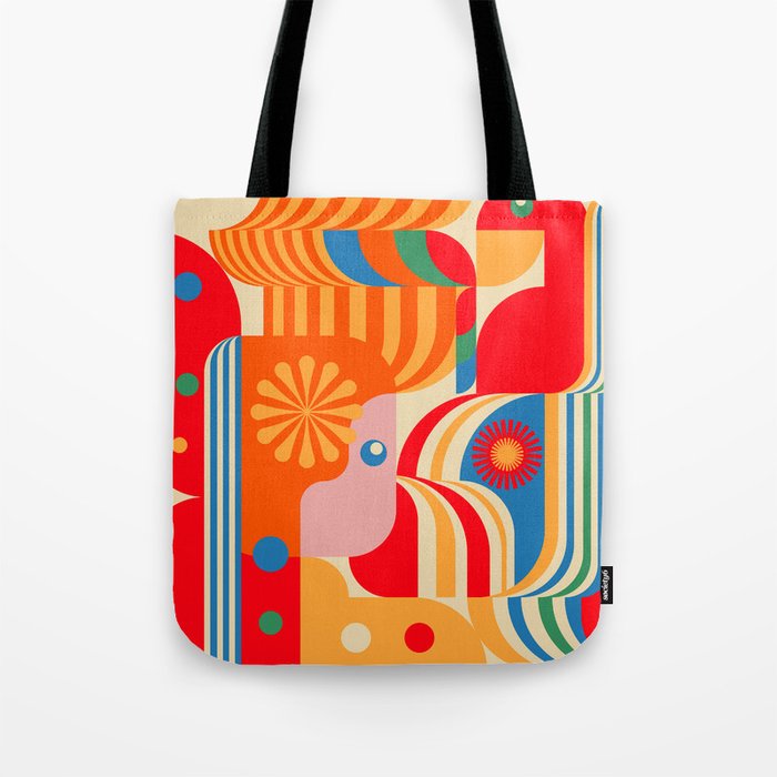 Orange Happy Girl and Cute Duck Tote Bag Gallery Image 1