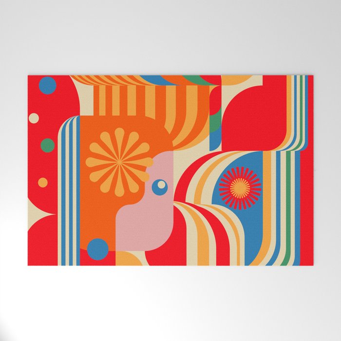 Orange Happy Girl and Cute Duck Welcome Mat Gallery Image 1
