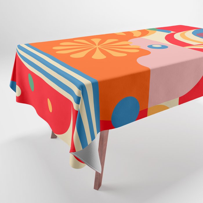 Orange Happy Girl and Cute Duck Tablecloth Gallery Image 1
