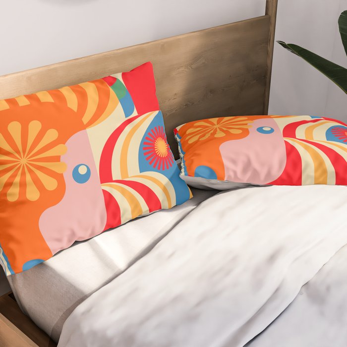 Orange Happy Girl and Cute Duck Pillow Sham Gallery Image 2