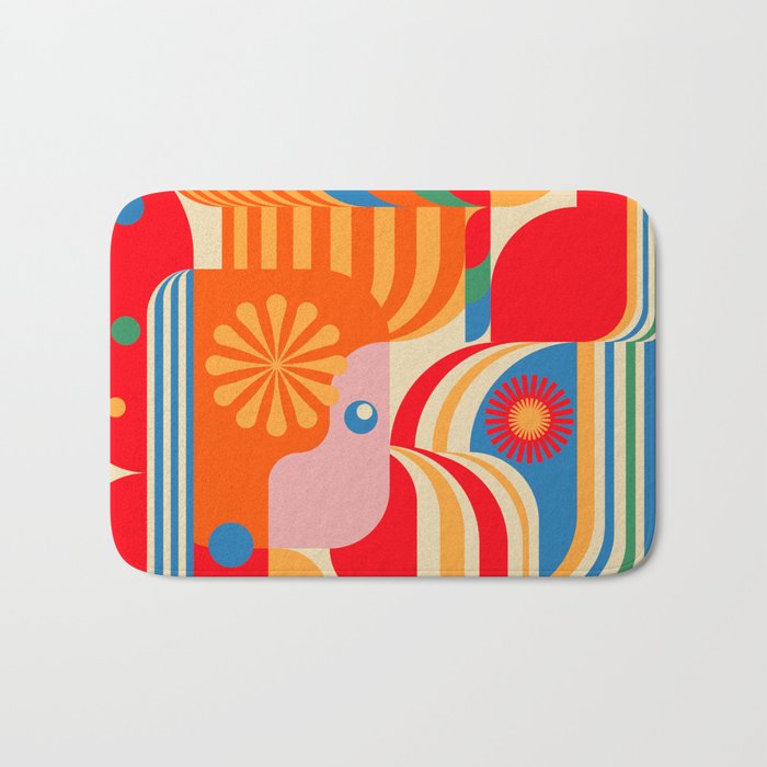 Orange Happy Girl and Cute Duck Bath Mat Gallery Image 1