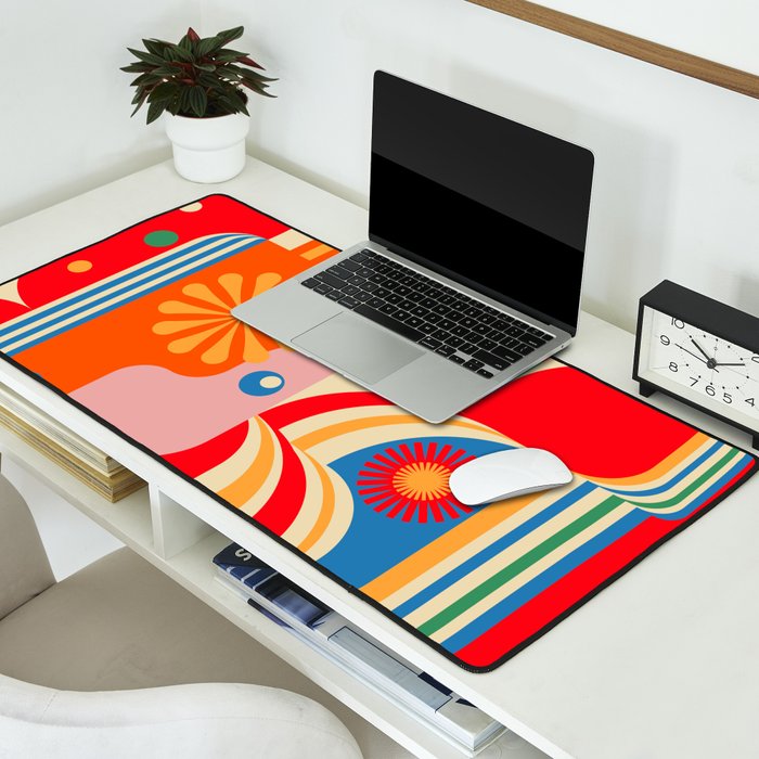 Orange Happy Girl and Cute Duck Desk Mat Gallery Image 2