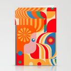 Orange Happy Girl and Cute Duck Stationery Card Gallery Image 2