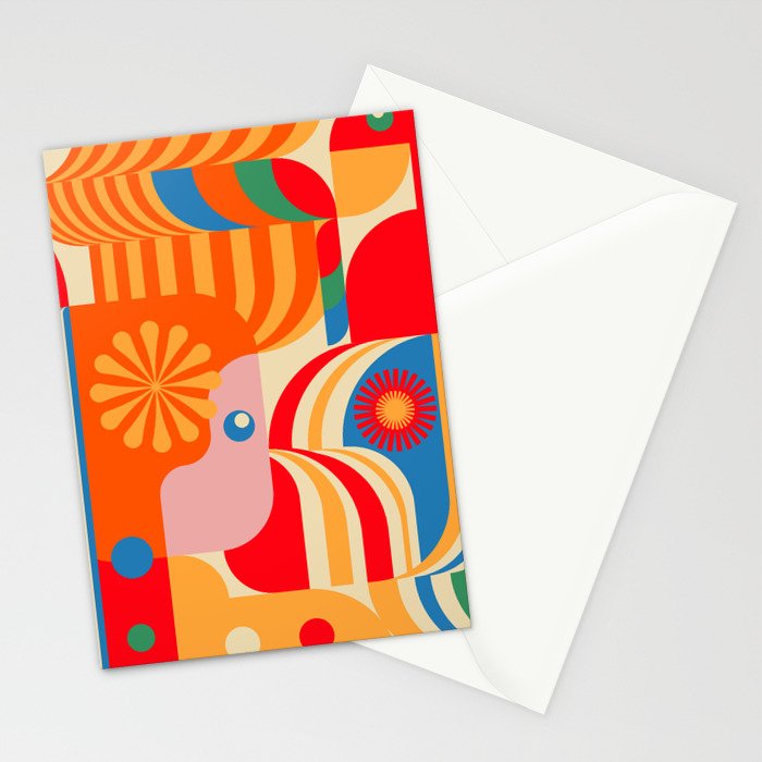 Orange Happy Girl and Cute Duck Stationery Card Gallery Image 2