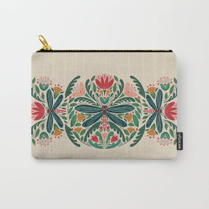 Dragonfly Folk Design Carry All Pouch Gallery Image 1