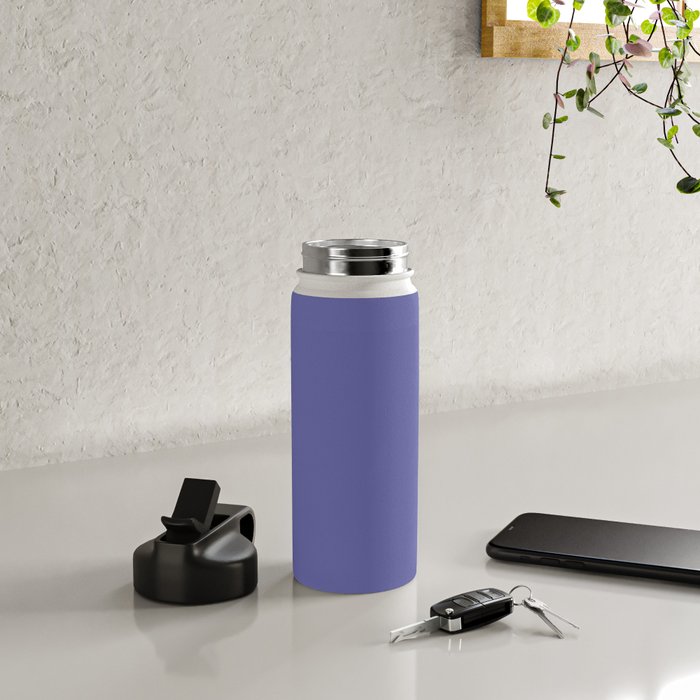 Veri Peri Solid Color Plain Perowinkle Blue Modern Abstract  Water Bottle Gallery Image 4