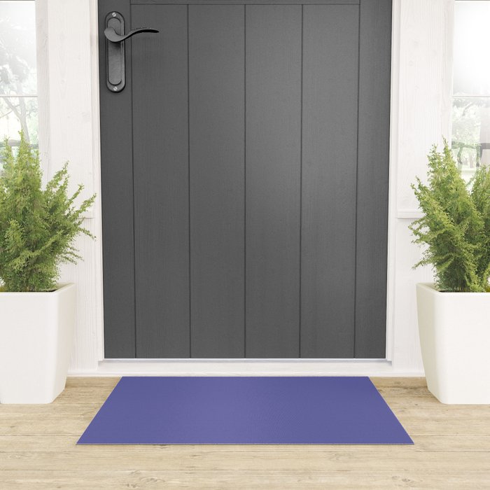 Veri Peri Solid Color Plain Perowinkle Blue Modern Abstract  Welcome Mat Gallery Image 3