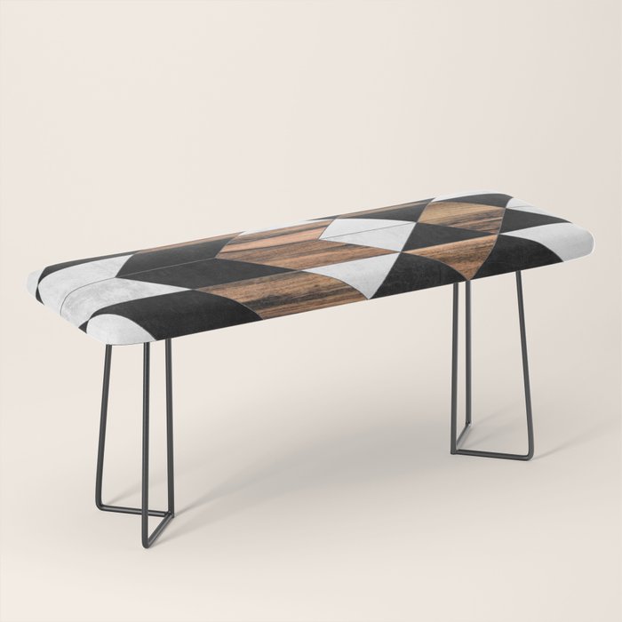 Urban Tribal Pattern No.9 - Aztec - Concrete and Wood Bench Gallery Image 1