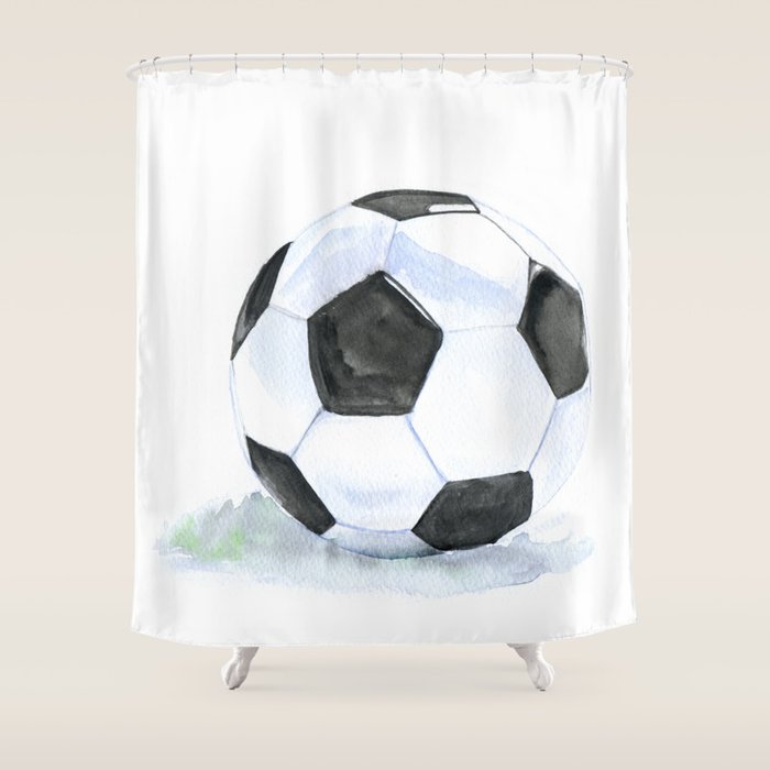 Soccer Ball Watercolor Shower Curtain Gallery Image 1