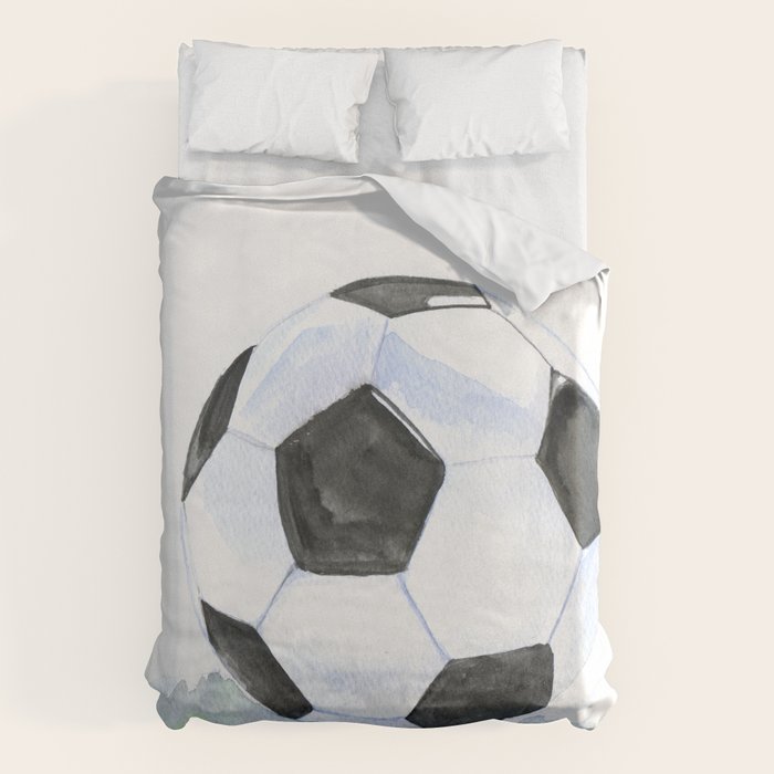 Soccer Ball Watercolor Duvet Cover