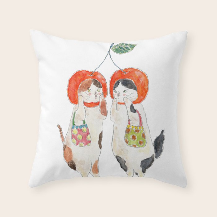 Sakurando madam nyanco Throw Pillow Gallery Image 6