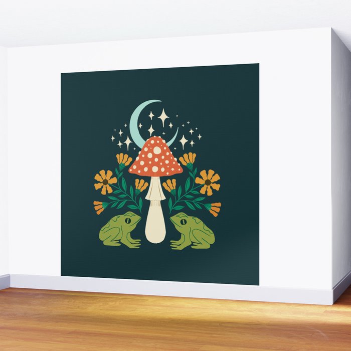 Moonlight Flower Frogs and Mushroom Wall Mural Gallery Image 2