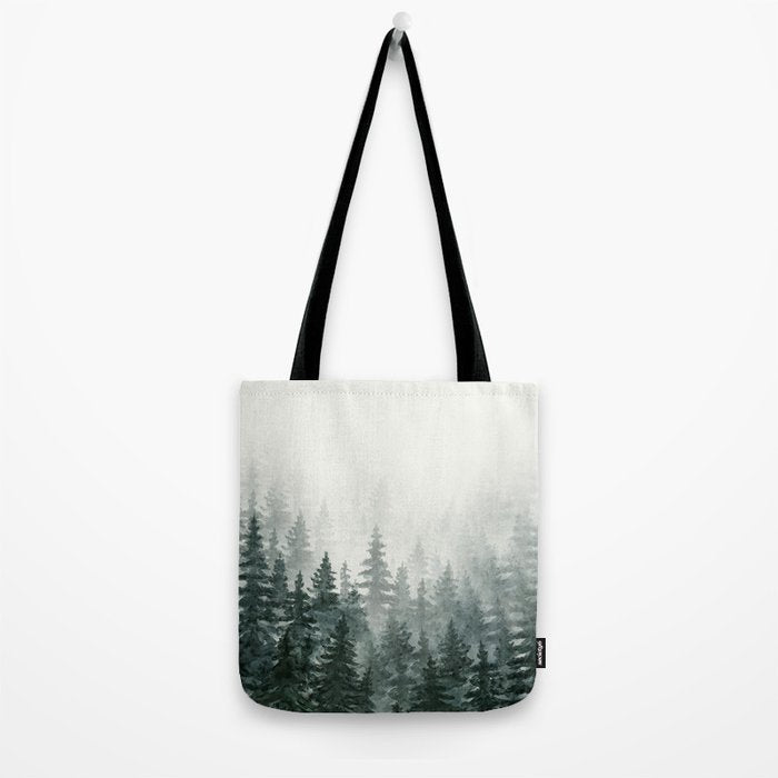 Foggy Pine Trees 3 Tote Bag Gallery Image 2