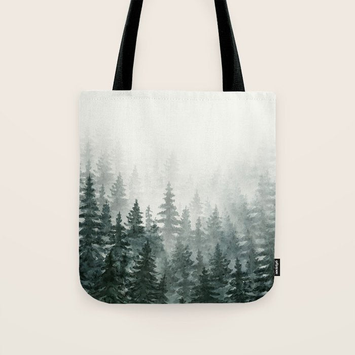 Foggy Pine Trees 3 Tote Bag Gallery Image 1