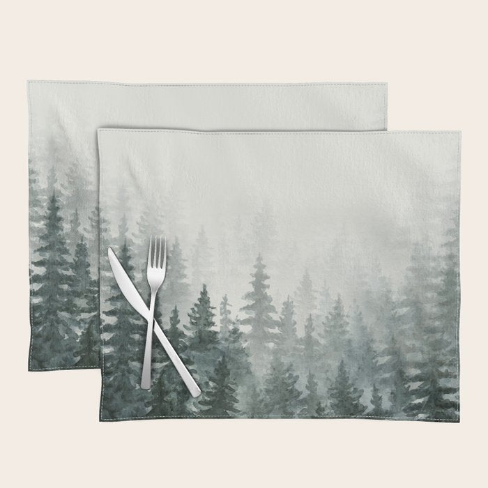 Foggy Pine Trees 3 Placemat Gallery Image 1