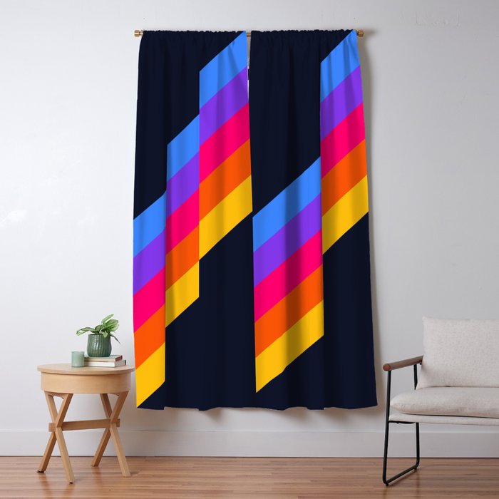 Classic Vintage 80s Style Retro Stripes - Olah Window Curtain Gallery Image 1