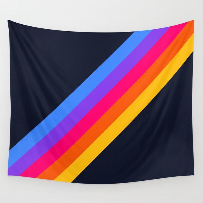 Classic Vintage 80s Style Retro Stripes - Olah Wall Tapestry Gallery Image 1