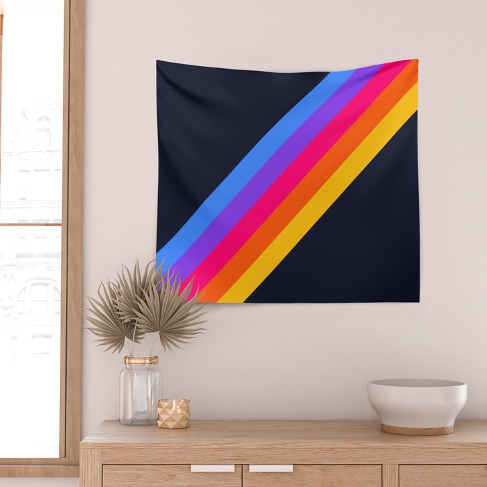 Classic Vintage 80s Style Retro Stripes - Olah Wall Tapestry Gallery Image 2