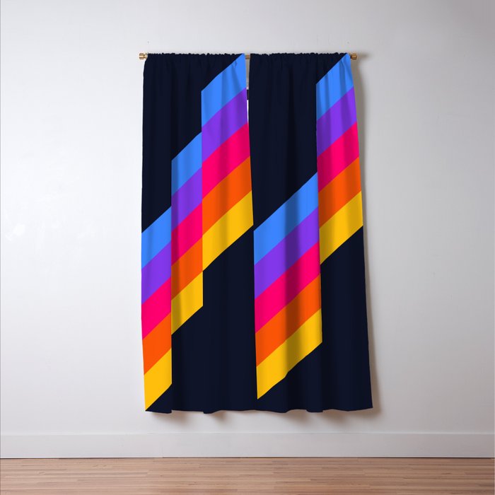 Classic Vintage 80s Style Retro Stripes - Olah Window Curtain Gallery Image 3