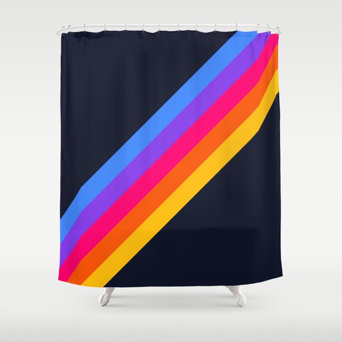 Classic Vintage 80s Style Retro Stripes - Olah Shower Curtain Gallery Image 1